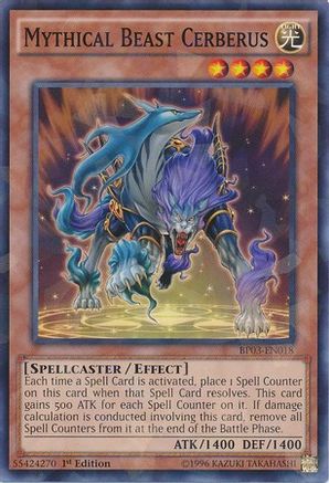 Mythical Beast Cerberus (Shatterfoil) (BP03-EN018) - Battle Pack 3: Monster League 1st Edition