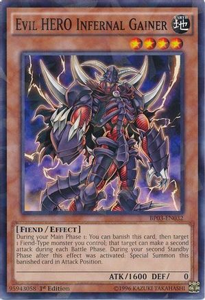 Evil HERO Infernal Gainer (Shatterfoil) (BP03-EN032) - Battle Pack 3: Monster League 1st Edition