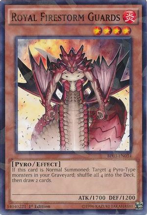 Royal Firestorm Guards (Shatterfoil) (BP03-EN034) - Battle Pack 3: Monster League 1st Edition