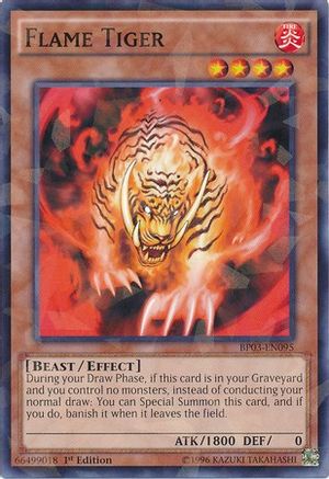 Flame Tiger (Shatterfoil) (BP03-EN095) - Battle Pack 3: Monster League 1st Edition