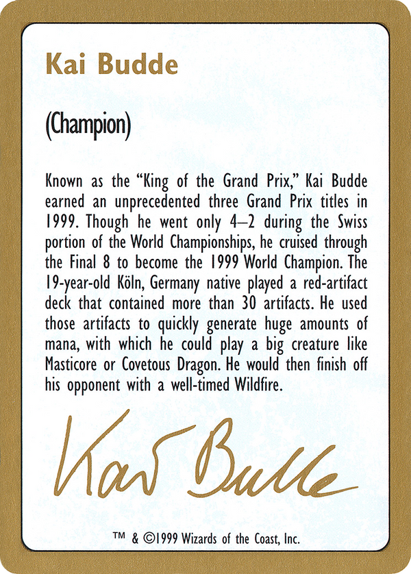 Kai Budde Bio [World Championship Decks 1999]
