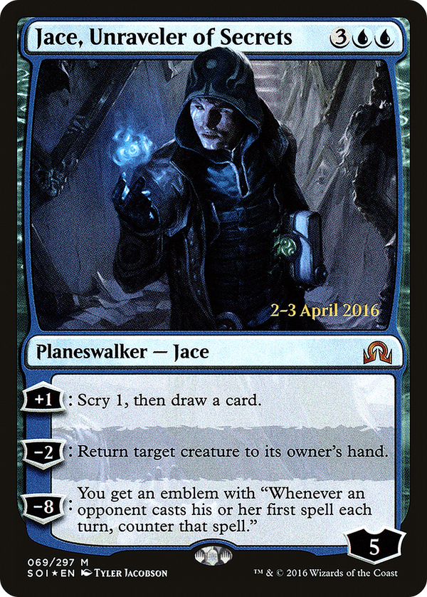Jace, Unraveler of Secrets [Shadows over Innistrad Prerelease Promos]