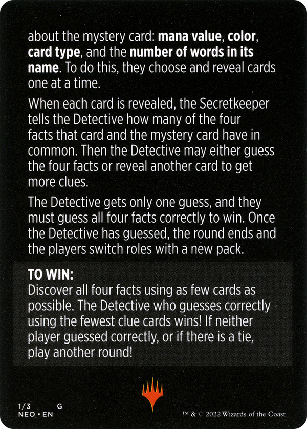 Booster Sleuth // Booster Sleuth (cont'd) (MNEO-001) - Kamigawa: Neon Dynasty Minigames