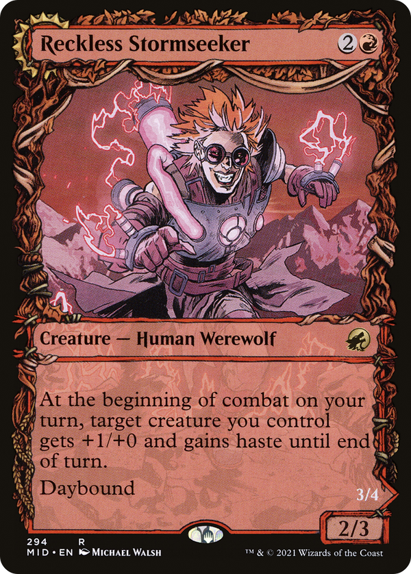 Reckless Stormseeker // Storm-Charged Slasher (Showcase Equinox) [Innistrad: Midnight Hunt]