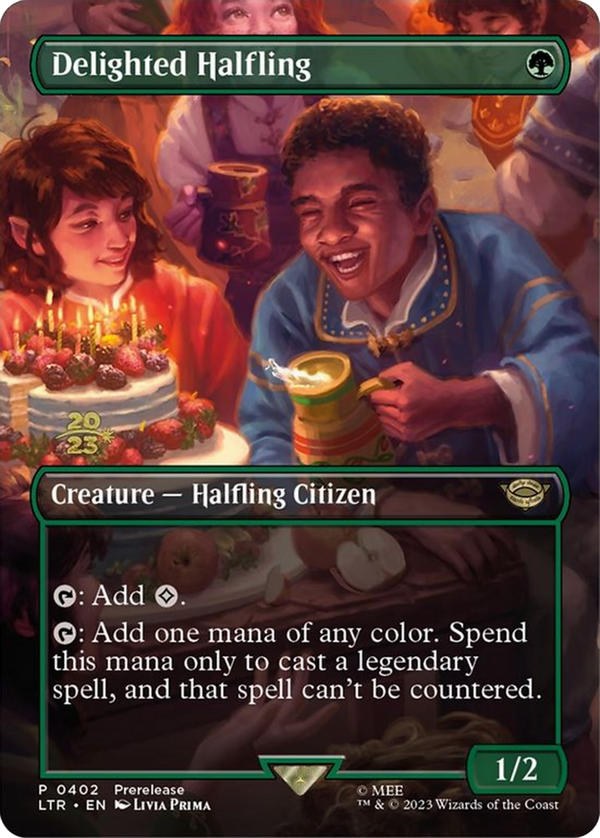 Delighted Halfling (402) [The Lord of the Rings: Tales of Middle-Earth Prerelease Promos]