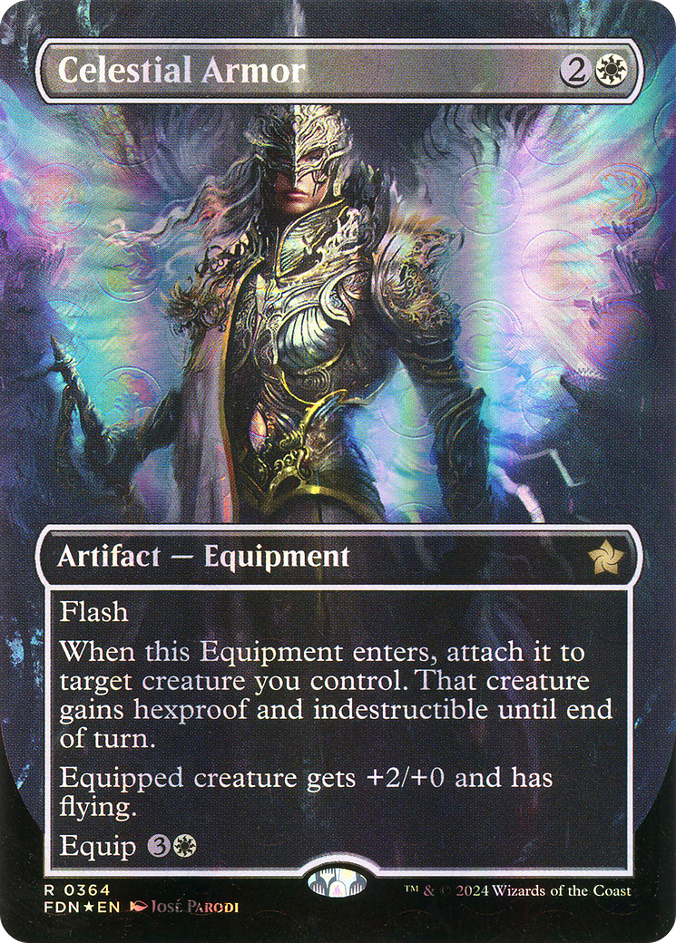 Celestial Armor (Borderless) (Mana Foil) [Foundations]