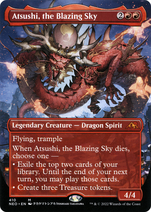 Atsushi, the Blazing Sky (Borderless Alternate Art) [Kamigawa: Neon Dynasty]
