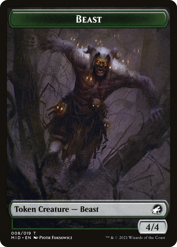 Beast (TMID-008) - Innistrad: Midnight Hunt Tokens Foil