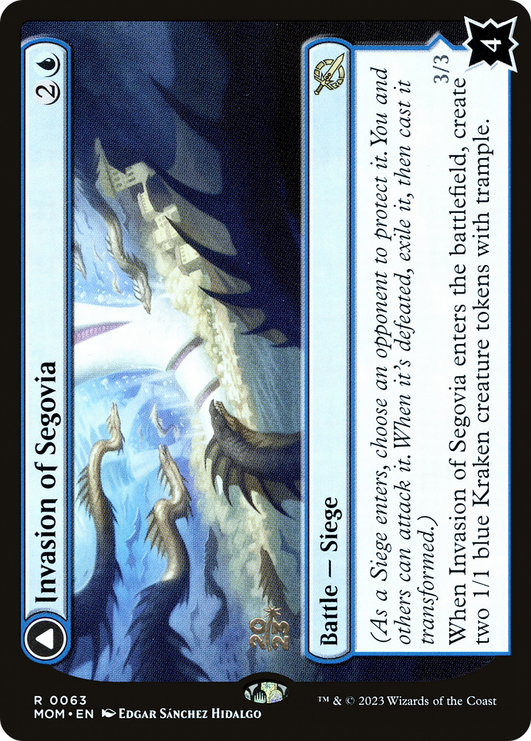 Invasion of Segovia // Caetus, Sea Tyrant of Segovia [March of the Machine Prerelease Promos]