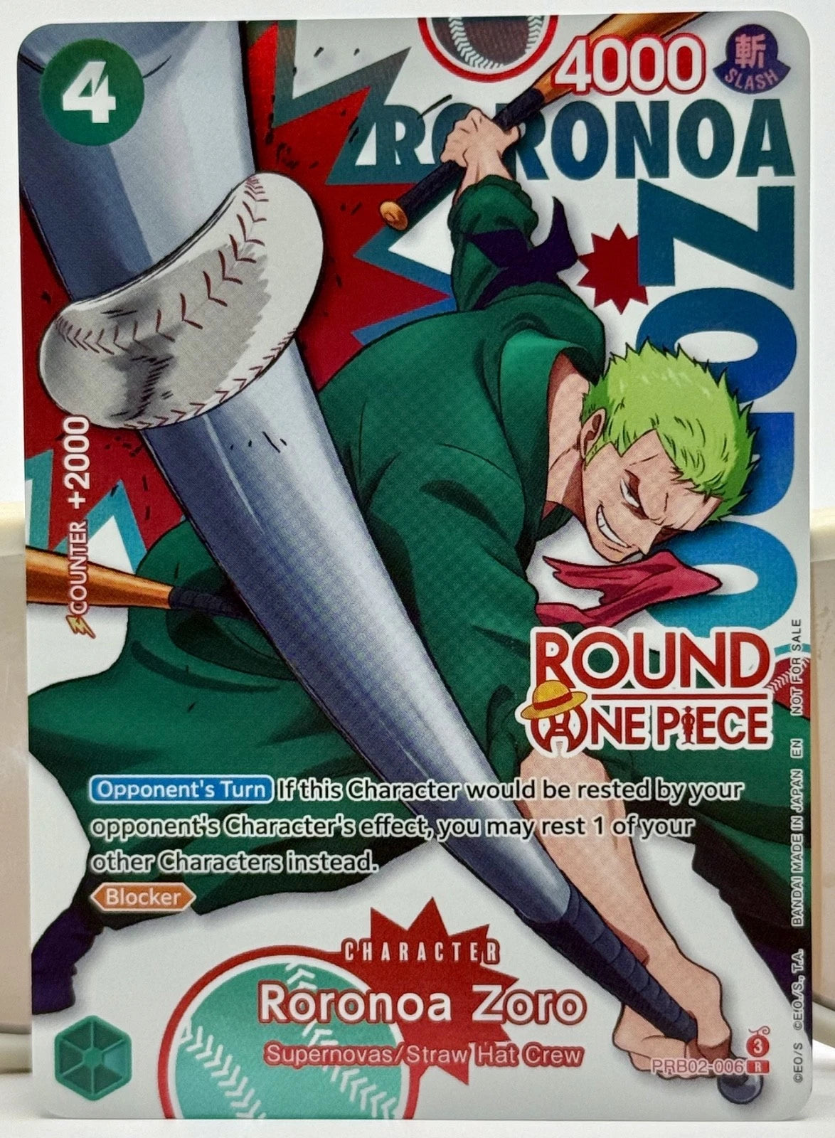 Roronoa Zoro (Round 1 Promo) (PRB02-006) - One Piece Promotion Cards Foil